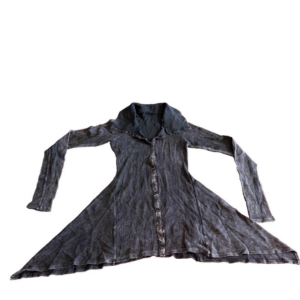 Urban X Mineral Washed‎ Long Sleeve Thermal Tunic Outerwear Black Large
